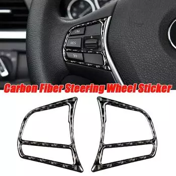 Для BMW 1 2 3 4 серии 3GT F20 F21 F30 F32 F34 1 пара True Carbon Fiber Кнопка Рулевое Колесо Автомобильные Наклейки 2Pcs