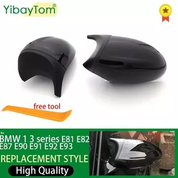 Для BMW 1 3 серии E81 E82 E87 E88 E90 E91 E92 E93 2005-2009 гг., боковое крыло, крышка зеркала заднего вида, черные, высокое качество Black Pre-LCI4uz