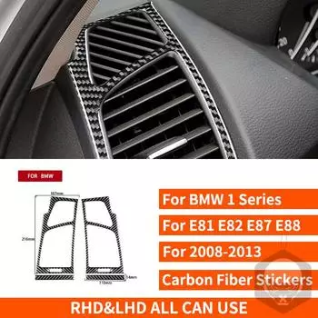 Для BMW 1 серии E81 E82 E87 E88 2008-2013 наклейки из углеродного волокна, розетка для кондиционера, боковые панели, обшивка рамы автомобиля чёрный