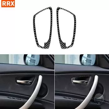 Для BMW 1 серии E81 E82 E87 E88 2008-2013 настоящие наклейки из углеродного волокна, дверная ручка, рамка, отделка, украшение автомобиля, Стайлинг чёрный