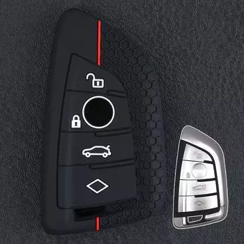 Для BMW 2 3 5 6 7 серии X1 X2 X3 X5 X6 2023 2022 2021 пульт дистанционного управления с 4 кнопками, силиконовый брелок, кольцо-цепочка, чехол-держатель, протектор