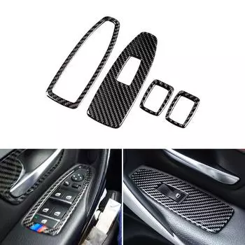 Для BMW 3 4 серии F30 F32 2013 2014 2015 2016 2017 2018 углеродное волокно салона автомобиля крышка кнопки подъема окна no colorLx9