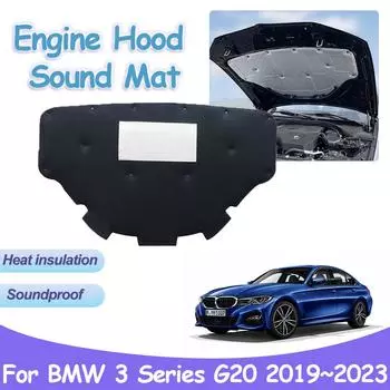 для BMW 3 серии G20 318i 320e 2019~2024 Накладка на капот двигателя Передняя тепло-звукоизоляционная хлопковая крышка Звукоизоляционные аксессуары для интерьера