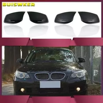 Для BMW 5 серии E60 E61 E63 E64 2004-2007 корпус зеркальной лампы глянцевый черный карбоновый узор Black One Pair