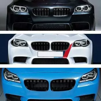 Для BMW 5 серии F10 F11 F18 520d 530d 540i 2010-2017 передняя спортивная решетка радиатора 1 пара глянцево-черных двойных планок гоночной решетки