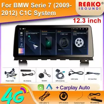 Для BMW 7 серии F01 F02 2009-2015 CIC 12,3-дюймовый 4 ГБ + 64 ГБ сенсорный экран автомобильный видеоплеер Android интеллектуальный все-в-одном Carplay 8 core 4GB+64GB