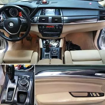 Для BMW E70 2007-2013 3D Carbon Fiber Pattern Interior DIY Trim Decals Car Interior Dash Sticker Kits Car Styling CHINA