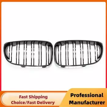 Для BMW E81 E87 E82 E88 128i 130i 135i 2008-2013 Передний бампер Ноздри Решетка радиатора Двойная линия Гоночная решетка Глянцевая черная решетка капот