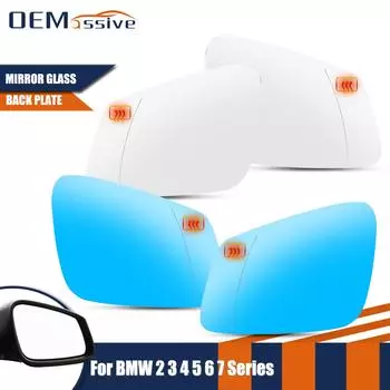Для BMW F01 F02 F04 F07 F10 F11 F13 I3 F20 F30 F46 2010-2016 левое и правое боковое зеркало, стекло с подогревом, синее, выпуклое, вид сзади White Left