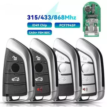 Для BMW F f10 FEM CAS4 5 7 серии X5 X6 2014 2015+ Smart 3/4B 315/433/868 МГц PCF7953P дистанционный ключ бесключевой доступ брелок ID49 4 Buttons Chrome 315Mhz