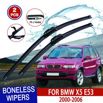 Для BMW X5 E53 2000-2006 автомобильный стеклоочиститель U-образный мягкий резиновый бескаркасный без кронштейна автомобильные дворники 24 +22