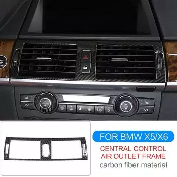 Для BMW X5 E70 X6 E71 2007-2014 Аксессуары Наклейка на вентиляционное отверстие автомобиля Центральная консоль Наклейка на кондиционер Отделка из углеродного волокна чёрный