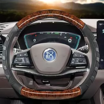 Для BYD Han EV BYD Tang EV DMP DMI 2022 2023 красное дерево под дерево D-образная форма автомобильный чехол на руль авто бежевый