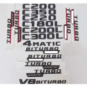 Для C Class C43 C63 AMG 200 C220 C260 C300 C320 C350 4MATIC CDI Эмблема багажника Черные буквы Эмблемы W204 W205 C63