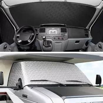 Для C-класса Ford E450 RV Window Snow Cover Прочный 4 слоя Зеркало Вырезы Автодом Переднее окно Солнцезащитный козырек Аксессуары серебряный
