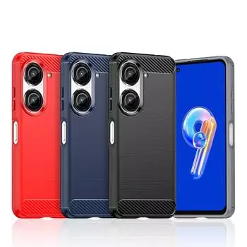 Для чехла Asus Zenfone 10 Чехол для Asus Zenfone 10 Противоударный силиконовый чехол из углеродного волокна для Asus Zenfone 10 Чехол 5,92 дюйма For Asus Zenfone 10 чёрный