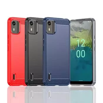 Для чехла Nokia C12 Pro Чехол для Nokia C12 Pro Бампер Противоударный силиконовый чехол из углеродного волокна для Nokia C12 Pro Чехол 6,3 дюйма For Nokia C12 Pro чёрный
