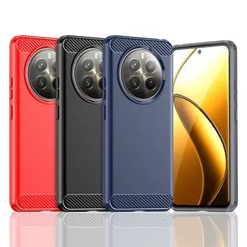 Для чехла Realme 12 Plus Чехол для Realme 12 Plus 12 Pro 12+ Противоударный силиконовый чехол из углеродного волокна для Realme 12 Plus Чехол For Realme 12 Plus чёрный