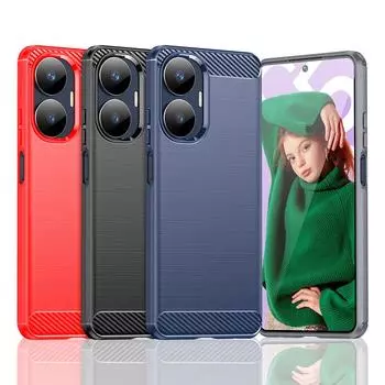 Для чехла Realme C55 Чехол для Realme C55 Бампер противоударный мягкий силиконовый чехол из углеродного волокна для Realme C55 C 55 6,72 дюйма For Realme C55 чёрный