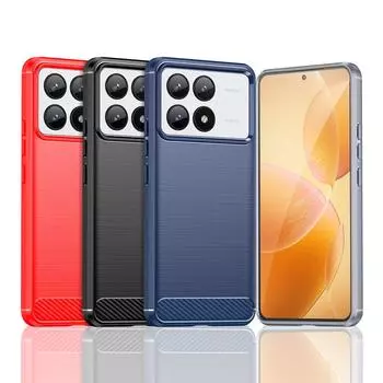 Для чехла Xiaomi Poco F6 Pro Чехол для Poco F6 M6 X6 Pro Противоударный силиконовый чехол из углеродного волокна для Poco F6 Pro Чехол 6,67 дюйма For Poco F6 Pro чёрный