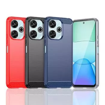 Для чехла Xiaomi Poco M6 4G чехол для Poco M6 4G противоударный мягкий TPU силиконовый чехол из углеродного волокна для Poco M6 чехол 6,79 дюйма For Poco M6 4G чёрный
