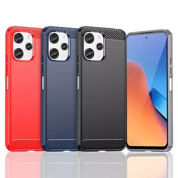 Для чехла Xiaomi Redmi 12 Чехол для Redmi 12 Противоударный противоударный силиконовый чехол из углеродного волокна для Redmi 12 Чехол 6,79 дюйма For Redmi 12 (4G) чёрный
