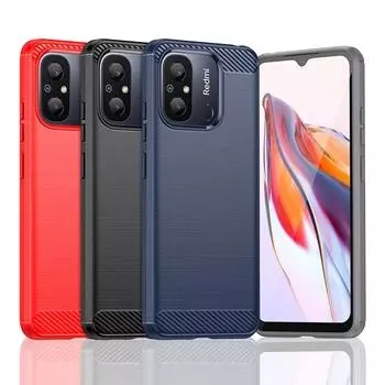 Для чехла Xiaomi Redmi 12C Чехол для Redmi 12C Противоударный противоударный силиконовый чехол из углеродного волокна для Redmi 12C Чехол 6,71 дюйма For Redmi 12C чёрный