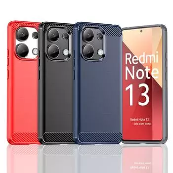 Для чехла Xiaomi Redmi Note 13 4G Чехол для Redmi Note 13 4G Противоударный силиконовый чехол из углеродного волокна для Redmi Note 13 4G Чехол For Redmi Note 13 4G чёрный