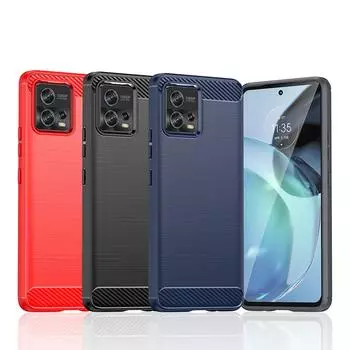 Для Чехол Motorola Moto G72 Чехол Для Moto G72 Бампер Силиконовый Карбоновый Чехол Для Moto G72 G82 G62 G52 G42 G32 G22 E22 E32 G60S For Moto G72 чёрный