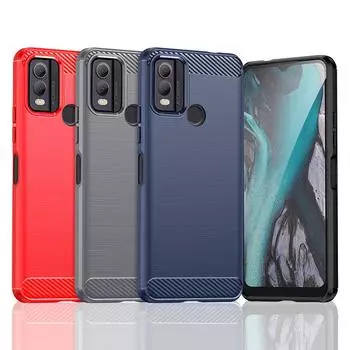 Для Чехол Nokia C22 Чехол для Nokia C22 C12 Plus C12 Pro Бампер Противоударный силиконовый чехол из углеродного волокна для Nokia C22 Чехол For Nokia C22 чёрный