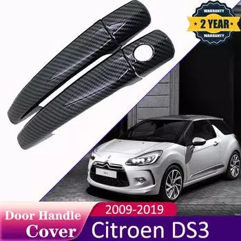 Для Citroen DS3 2009 2011 2012 2013 2014 2015 2016 2017 2018 черная крышка дверной ручки из углеродного волокна, накладка автомобиля Handle 2 Door