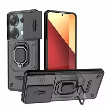 Для Coque Poco M6 Pro 4G чехол противоударный слайдер объектив задняя крышка для Xiaomi POCO X6 Pro Poko Little M6Pro X6 Neo C65 телефон чехлы For POCO C65 чёрный
