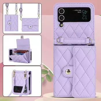 Для Coque Samsung Z Flip 4 чехол роскошный PU кожаный ремешок держатель магнитный кнопочный кошелек телефон чехол для Galaxy Z Flip3 Case Strap зелёный