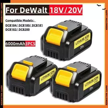 для DeWalt DCB200 18 В/20 В 6000 мАч литиевая сменная батарея для Dewalt DCB184 DCB200 DCB182 DCB180 Аккумулятор для отвертки
