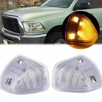 Для Dodge Ram 1500 2500 3500 светодиодные указатели поворота бокового зеркала с прозрачной линзой янтарного цвета