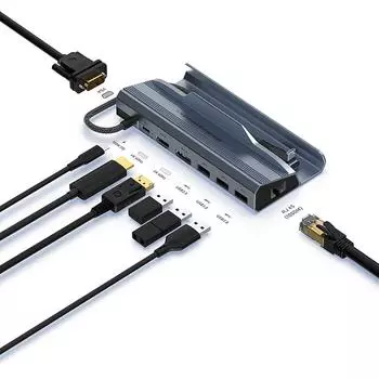 Для док-станции Steam Deck 6/7/8 в 1 USB 3.0 HD 4K@60 Гц RJ45 Gigabit Ethernet USB-C PD100W для игровой консоли ROG Ally HUB Dock