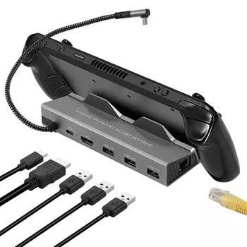 Для док-станции SteamDeck 6-в-1 Type-C Dock HUB с USB3.0x3+HDMI4K60hz+1000Mbps PD100W зарядка