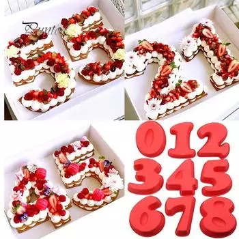 Для дома и кухни 0/1/2/3/4/5/6/7/8 большой силиконовый номер DIY форма для торта инструмент для выпечки на день рождения 6