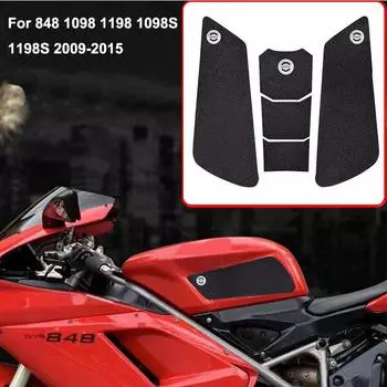 Для Ducati 848 1098 1198 1098S 1198S 2009-2015 полный комплект наколенников мотоцикла, тяговые накладки на бак, ПВХ, противоскользящие боковые накладки на бак чёрный