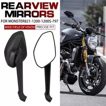 Для Ducati Diavel 14 Monster 821 1200 1200S 821 797 Dark Motorcycle Левое Правое Зеркало Заднего Вида Боковые Зеркала Заднего Вида чёрный