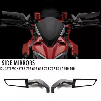 Для Ducati MONSTER 796 696 695 795 797 821 1200 400 Универсальное зеркало для мотоцикла Wind Wing side Rearview Reversing mirror White Lenses