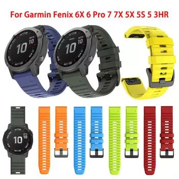 для fenix 6 Pro 7 5 Plus 22 20 26 мм ремешок силиконовый QuickFit для Garmin fenix 6X Pro 7X 5X 6S 7S Forerunner 935 945 3HR браслет 22MM QuickFit чёрный
