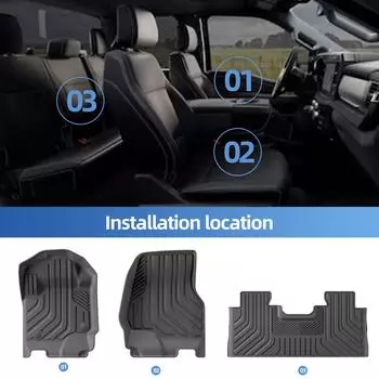 для Ford F-250 F-350 F-450 2025 2025 TPE 3D автомобильные коврики для левого руля всепогодные водонепроницаемые черные