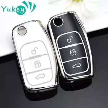 Для Ford Fiesta Focus Mondeo Falcon B-Max C-Max S-Max Eco Sport Galaxy Territory Keyless Car Key Case Cover Shell Fob Protector чёрный