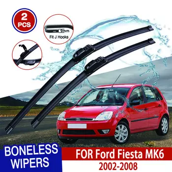 Для Ford Fiesta MK6 2002-2008 автомобильный стеклоочиститель U-образный мягкий резиновый бескаркасный без кронштейна автомобильные дворники 22 +16