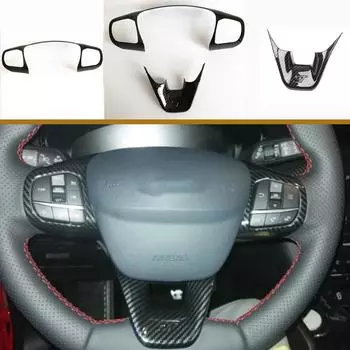 Для Ford Fiesta MK8 2017 2018 2019 аксессуары ABS углеродное волокно ST автомобильный руль отделка рамка кнопки управления красный