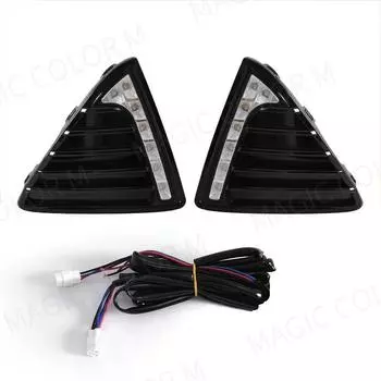 Для Ford Focus 2012 2013 2014 2015 светодиодные дневные ходовые огни белые DRL желтый указатель поворота противотуманные фары автомобильные аксессуары 12 В White Yellow