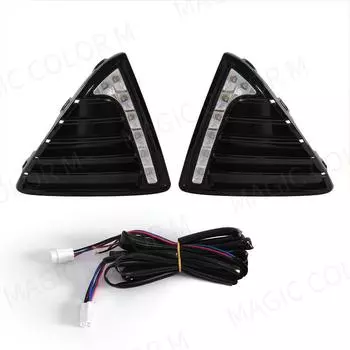 Для Ford Focus 2012 2013 2014 2015 светодиодные дневные ходовые огни белые DRL желтый указатель поворота противотуманные фары автомобильные аксессуары 12 В