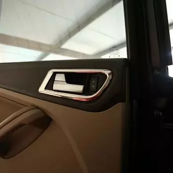 Для Ford Focus 2 Mk2 2009-2012 внутренняя дверная ручка из нержавеющей стали, круглая отделка, хромированная наклейка с блестками 4ps silver
