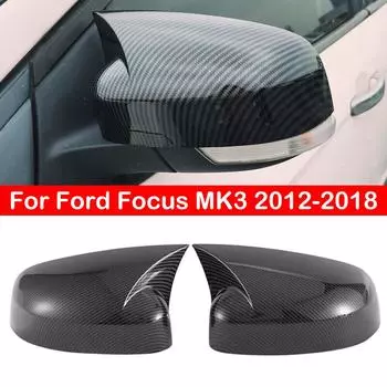 Для Ford Focus MK3 2012-2018 крышка бокового зеркала заднего вида Крыло Крышка бычьего рога внешняя дверь чехол заднего вида отделка из углеродного волокна Gloss Black